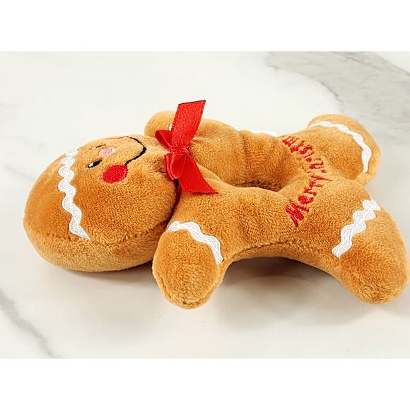 GUND Merry Christmas Gingerbread Rattle 5 1/4" Plush Toy Holidays Year 2000 Vtg - Picture 7 of 13